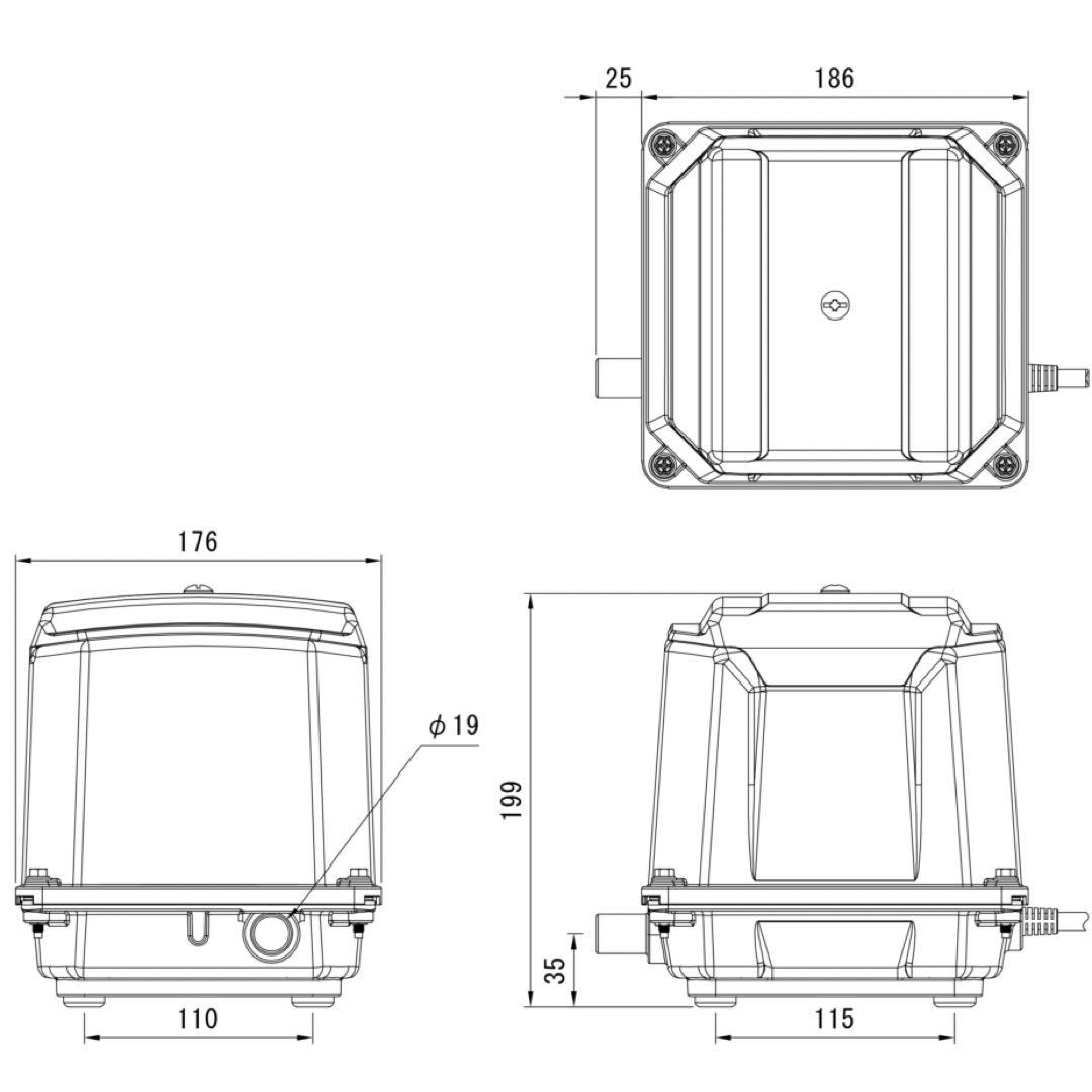 電磁式ダイアフラムブロワー HAシリーズ 空気量40L/min TOHIN