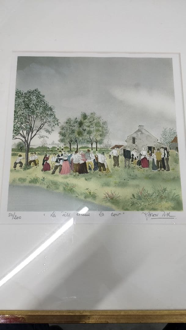 Karen Tual La Fete Dans La Cour リトグラフ