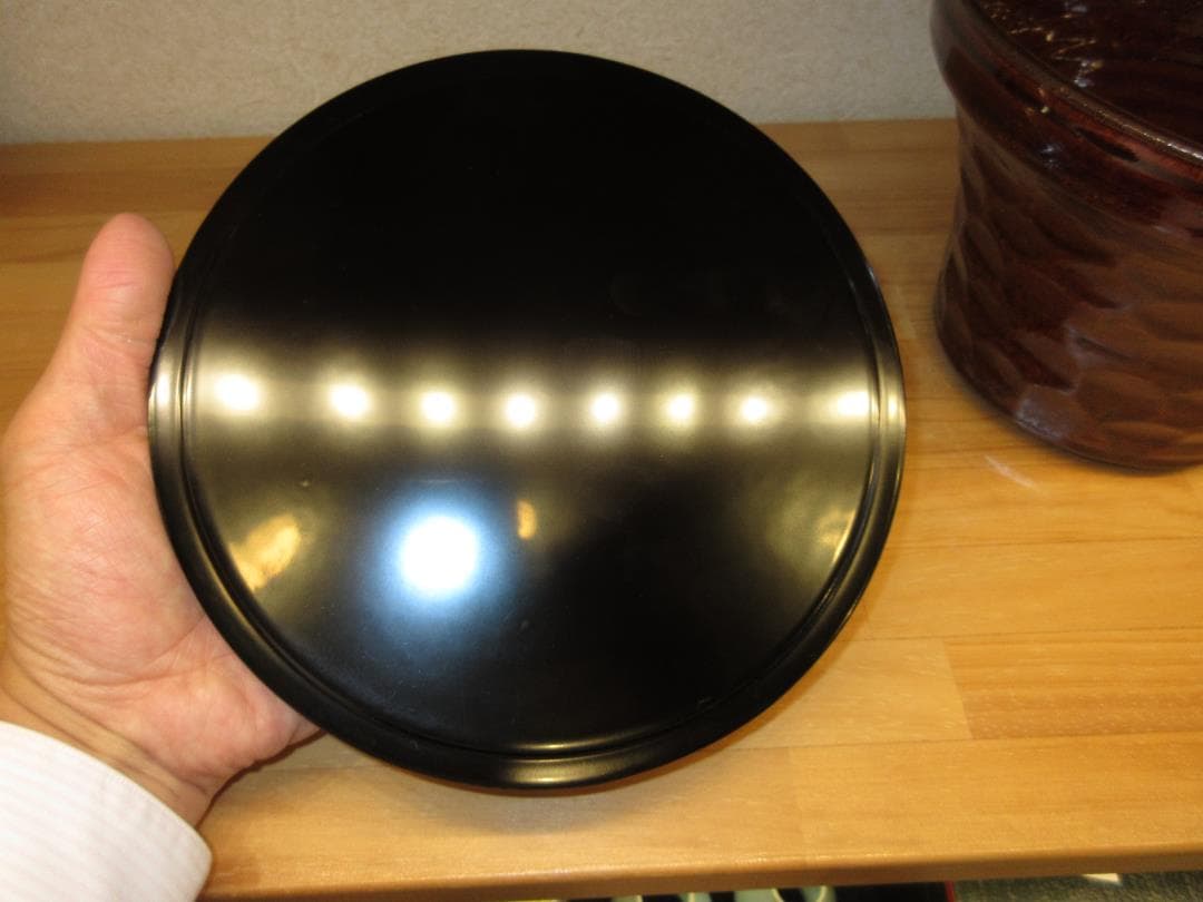 送料込【逢絢亭】茶道具 水指 京焼 飴釉 裏千家好写 末広水指 栄昌作 共箱入り