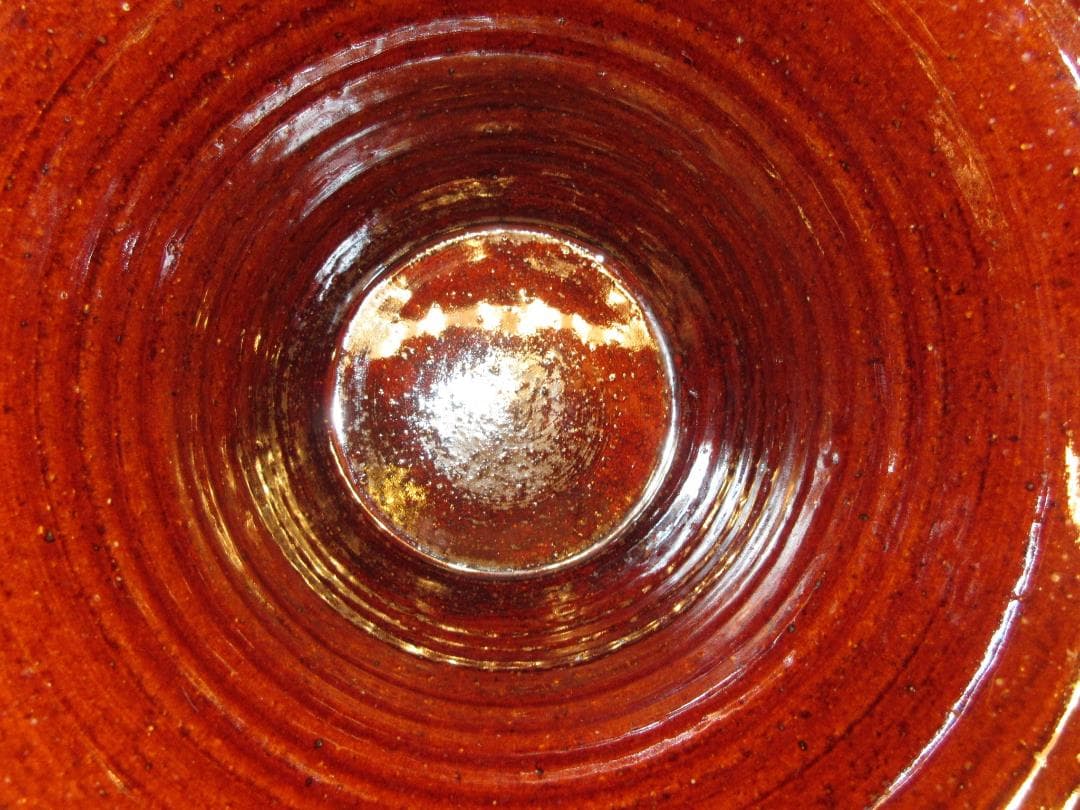 送料込【逢絢亭】茶道具 水指 京焼 飴釉 裏千家好写 末広水指 栄昌作 共箱入り