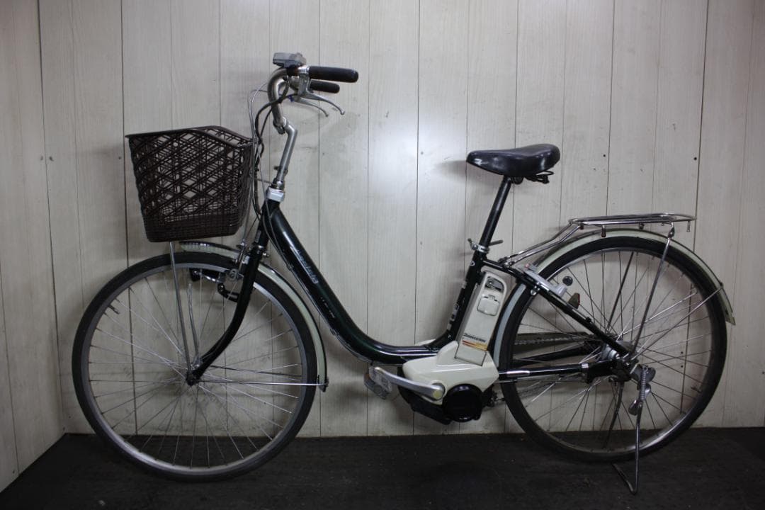 電動アシスト自転車 黒 アルミバスケット付き