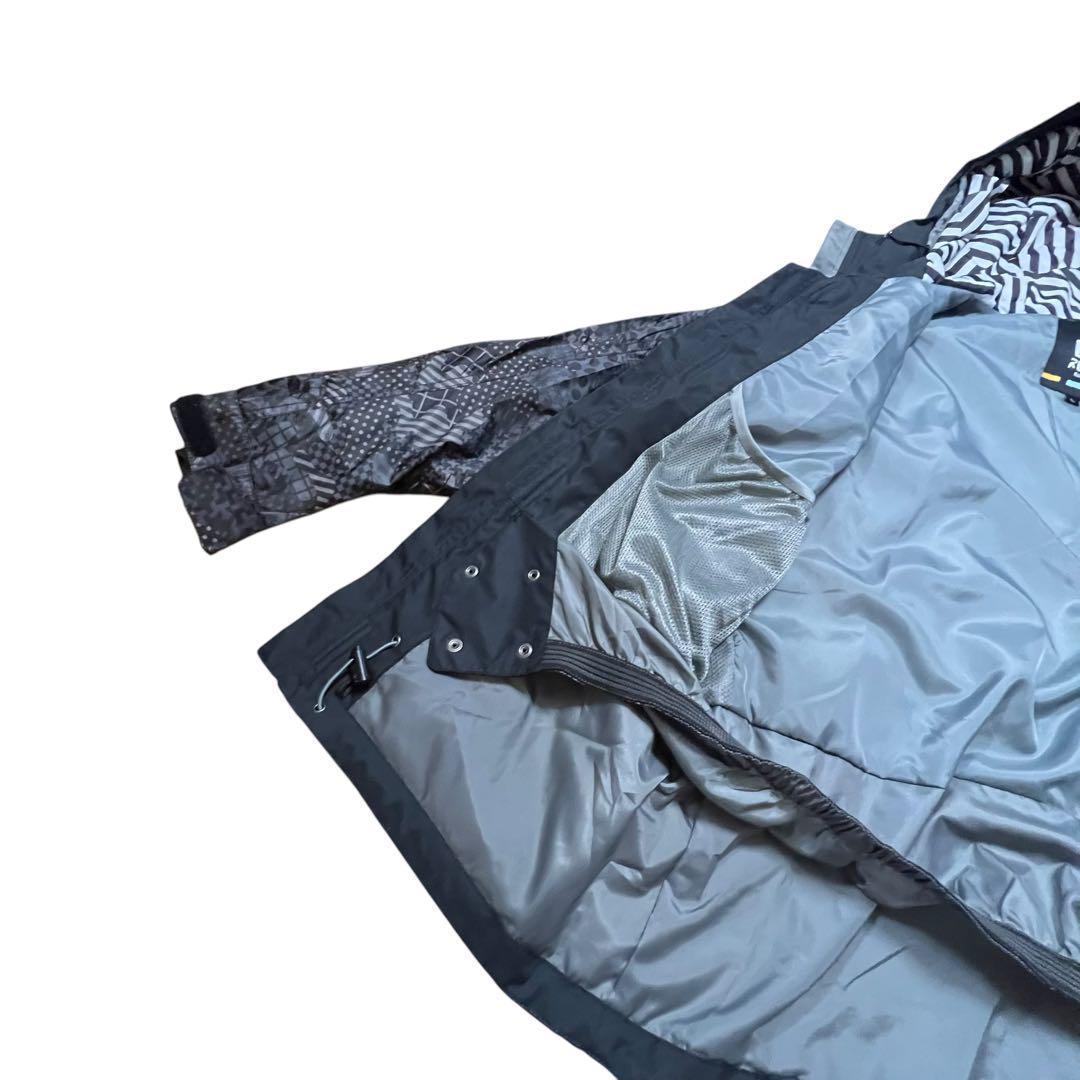 ラスティ スノーボードウェア ジャケット 総柄 黒赤 刺繍 L スキー 多機能