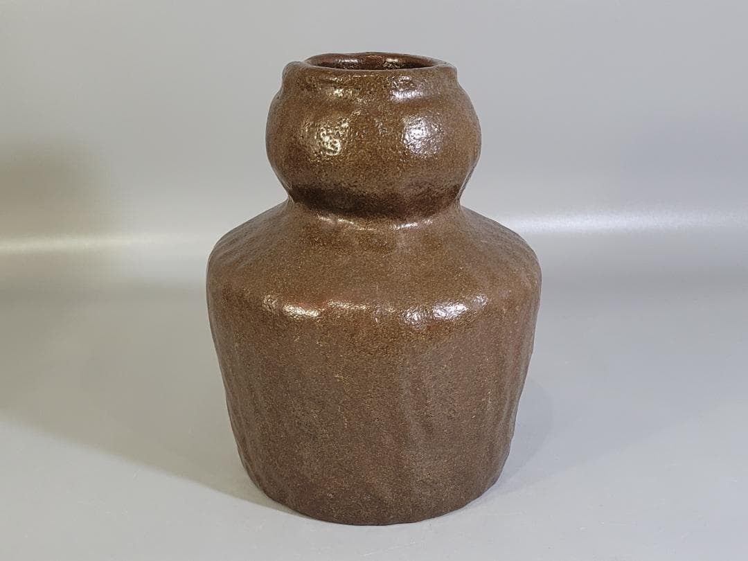 茶道具 初代 小川長楽作 瓢花生 二代識箱 美品 DT418