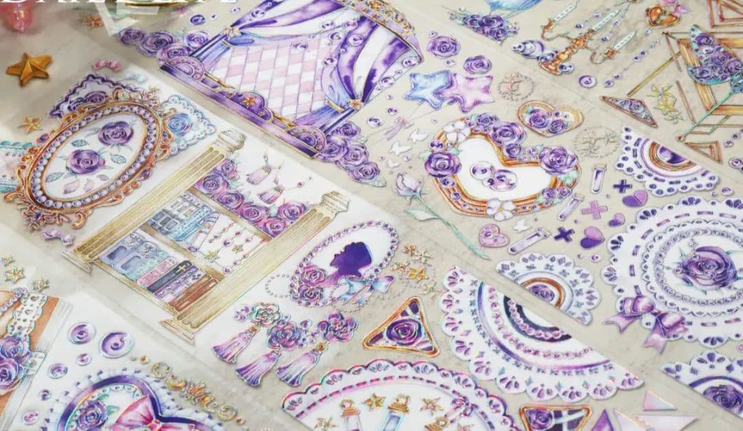 巻売 250★ 海外 マスキングテープ マステ PET 装飾 花 烫銀