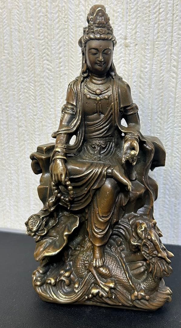 M古銅観自在菩薩　旧家蔵出し、骨董品、縁起物、風水、お守り、古美術、刻印