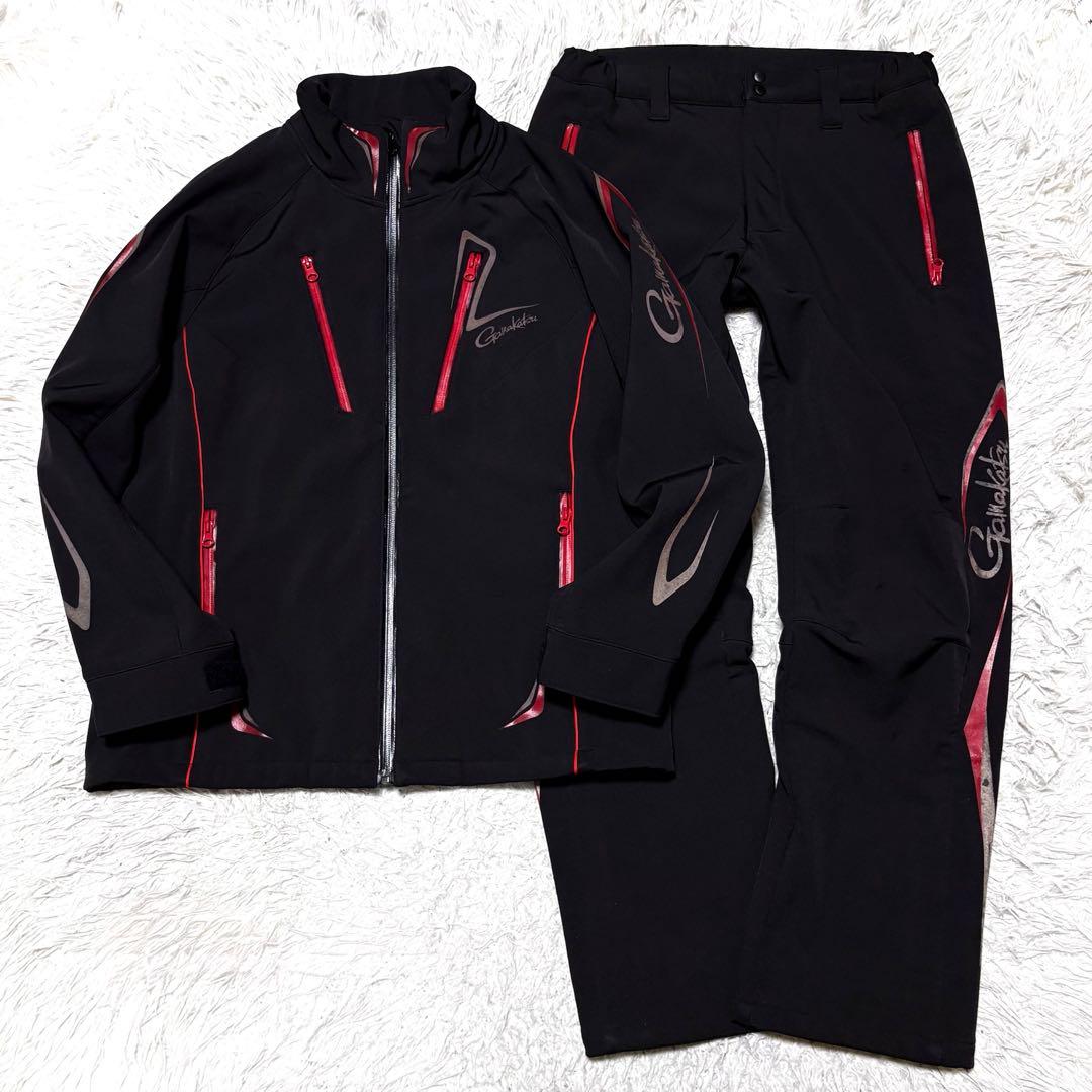 gamakatsu フィッシング用 ソフトシェルスーツ 上下 ブラック M