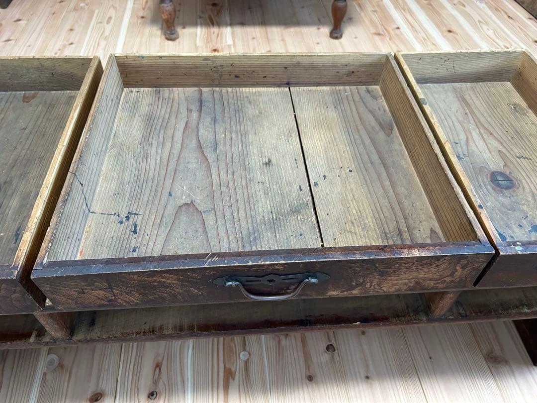 木製　文机　昭和レトロ　アンティーク　ビンテージ　古道具　引き出し付き