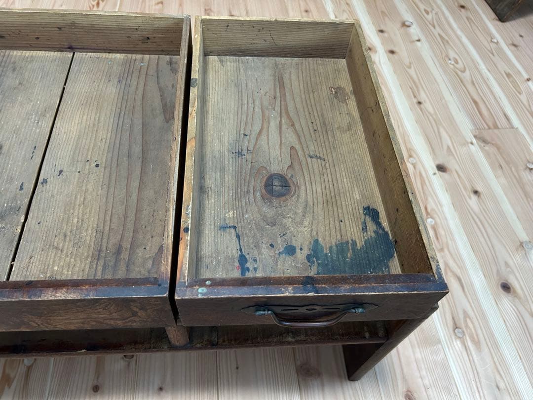 木製　文机　昭和レトロ　アンティーク　ビンテージ　古道具　引き出し付き