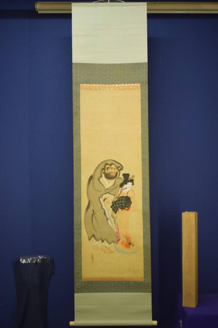 真作/橋本永邦/美人達磨図/布袋屋掛軸HI-641