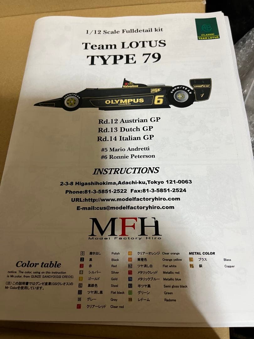 Team Lotus 79 1/12スケール フルディテールキット