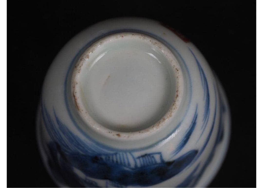 送料無料　江戸時代　古伊万里山水図煎茶碗4客　煎茶道具