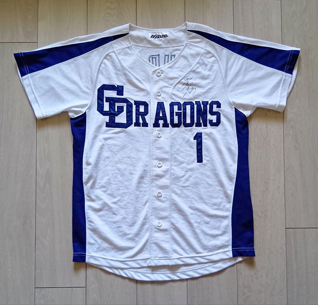 【当時物　サイン】中日　ドラゴンズ　福留　ホーム　ユニフォーム　ミズノ　M