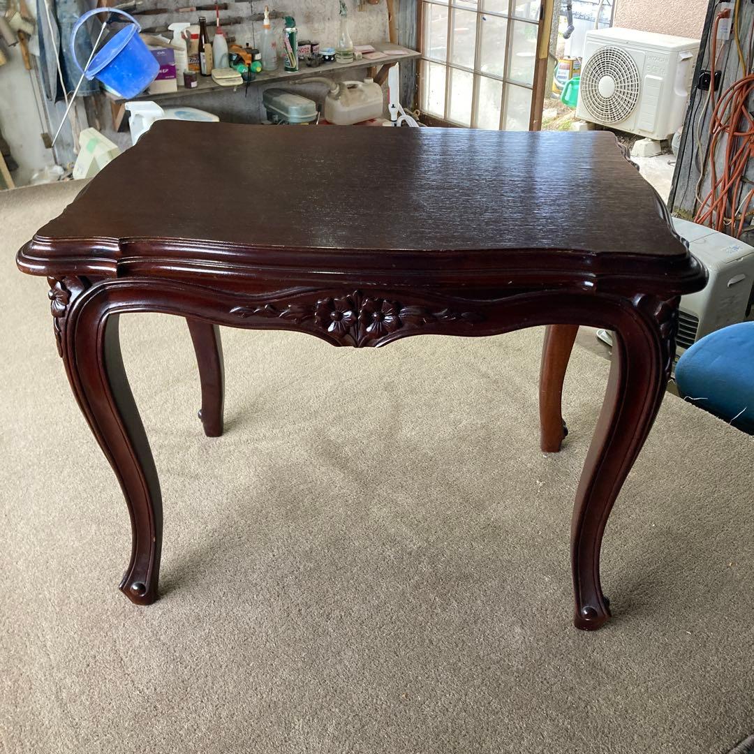 キ*ン様 天然木 手彫り アンティーク サイドテーブル コーヒーテーブル ロココ