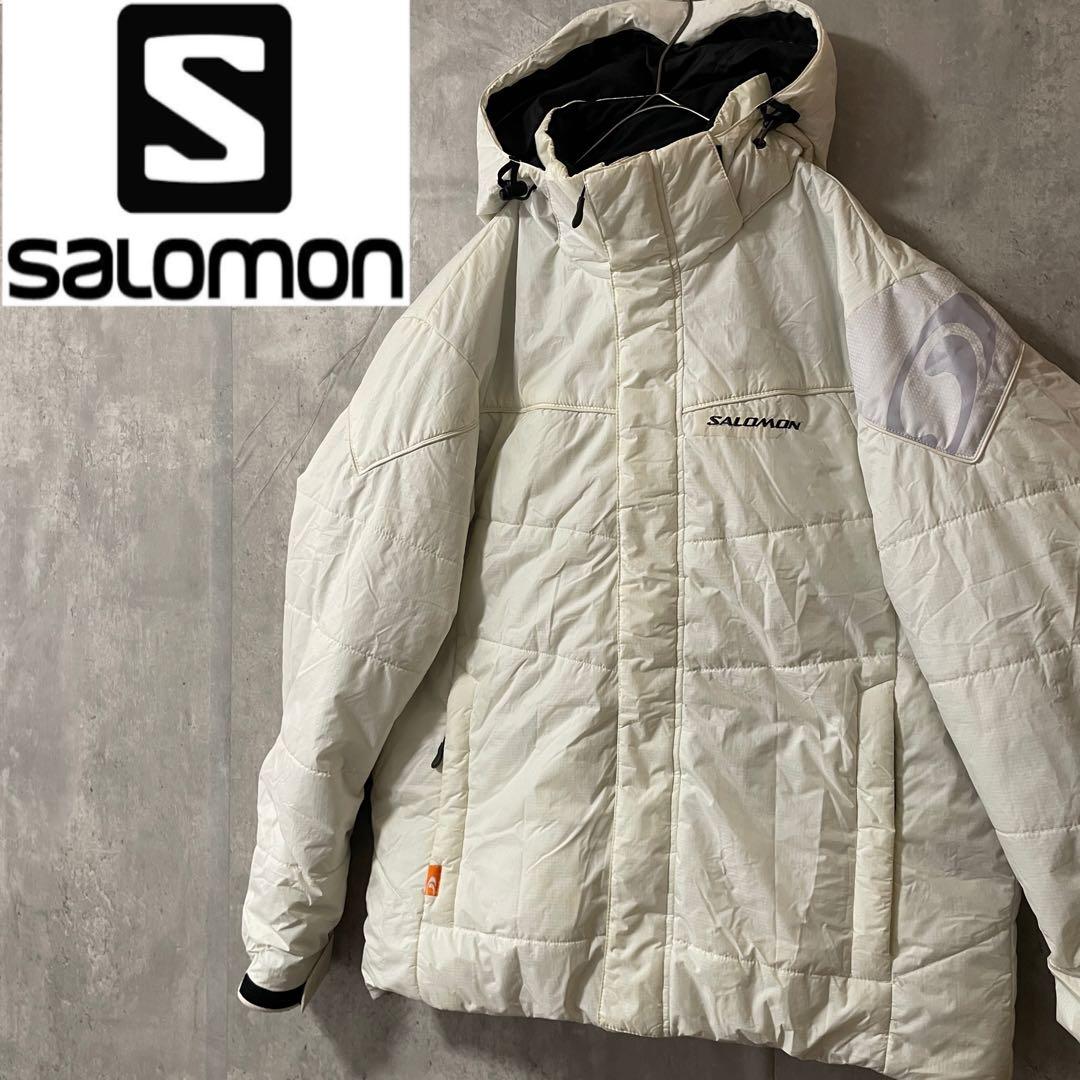 salomonサロモンスキーウェアスノーボードジャケットダウン中綿パーカー白希少
