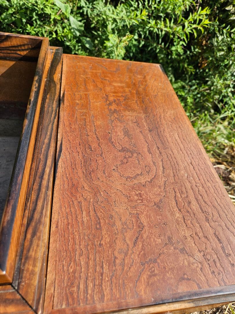 日本のアンティーク 角火鉢 黒柿×欅 玉杢 灰入れ 古民家 和室 和モダン