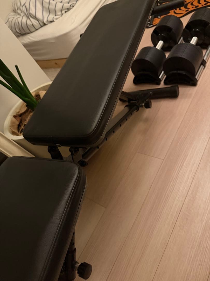 フレックスベル 可変式ダンベル 32kg｜ 折りたたみ式ベンチ付き3点セット