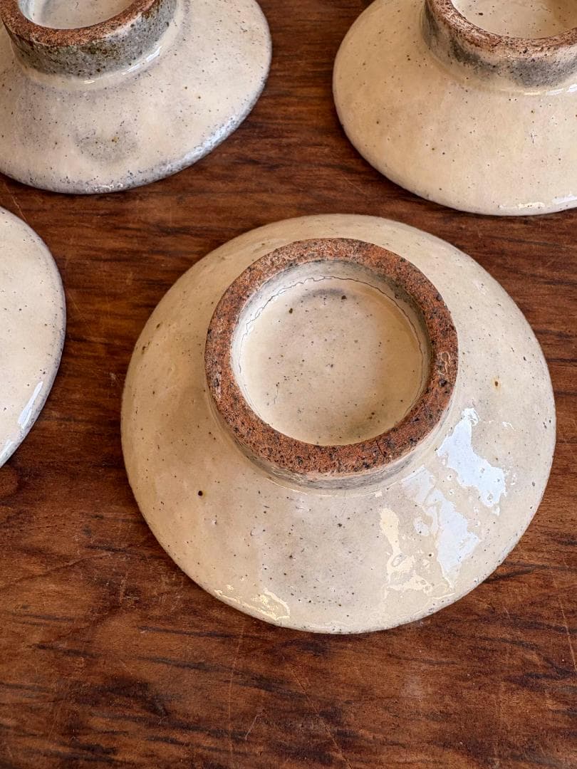 舩木研兒　白秞（粉引）高台小皿　４客セット