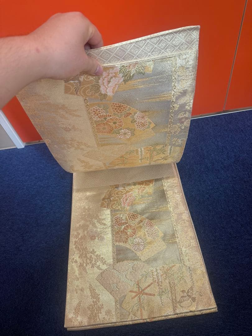 2666袋帯 古代彫金紋 西陣織 金糸　高級上質上品　約440cm 未使用