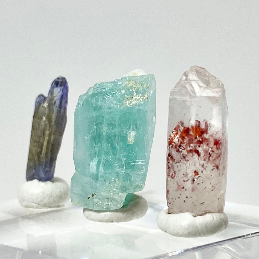 ベリル　タンザナイト　クォーツ　鉱物標本　原石　3点セット　天然石　ストーン