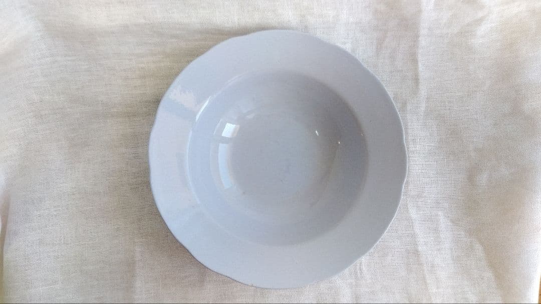 淡いブルーのお皿　3点セット　スープ皿　花リム　7寸皿　フランス　ブロカント