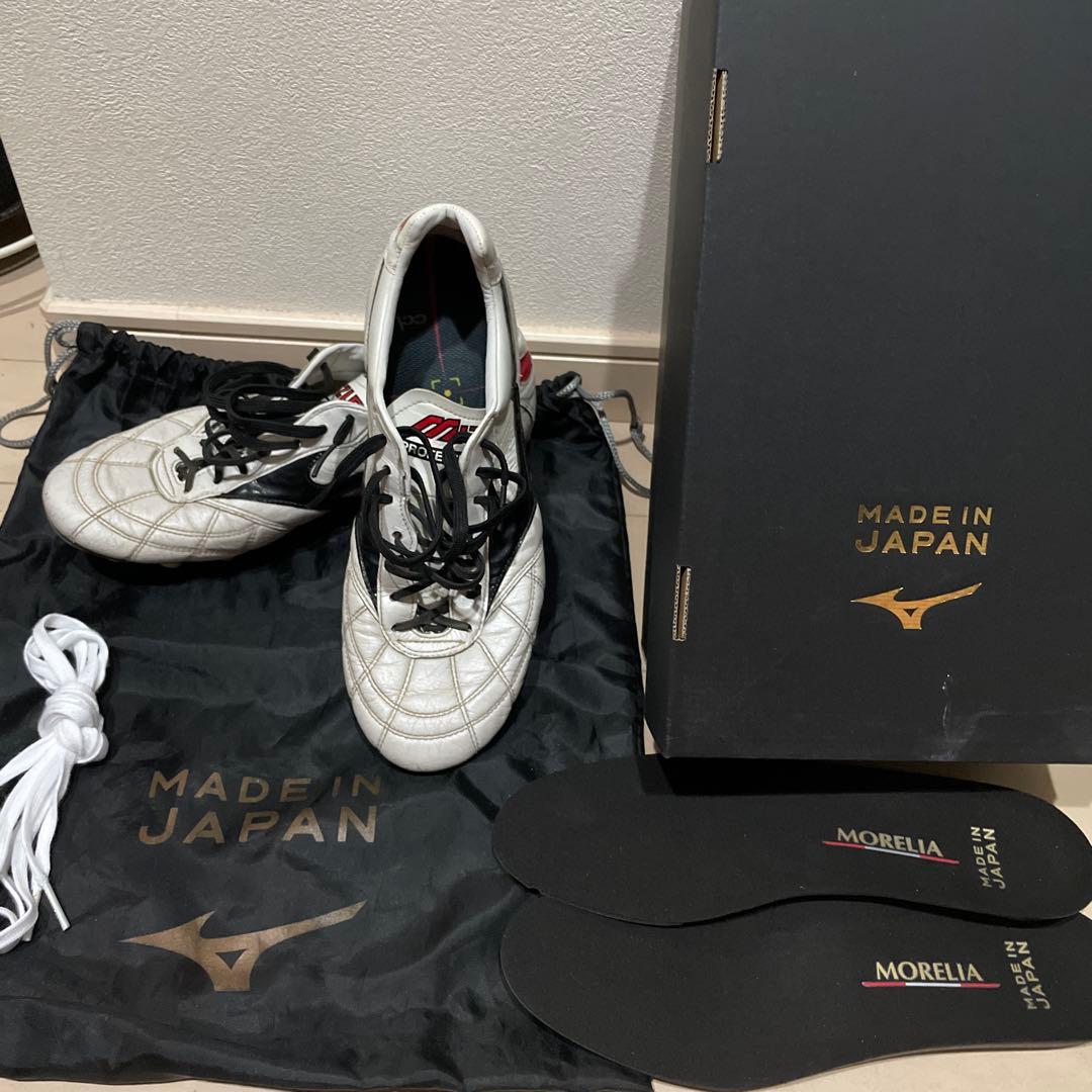 美品　ミズノ　モレリア　白　Mizuno サッカーシューズ 25センチ