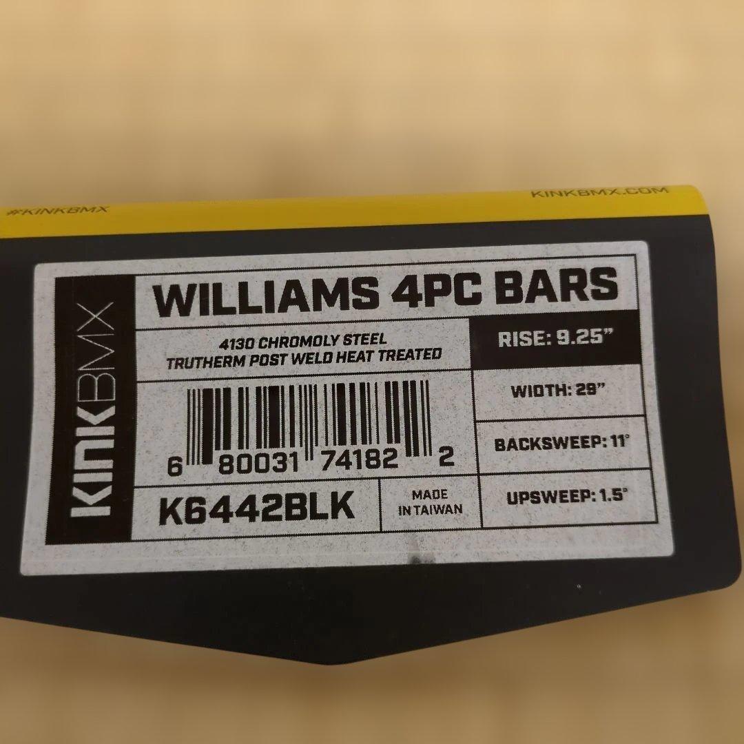 KINK BMX ハンドルバー ブラック　WILLIAMS4PC