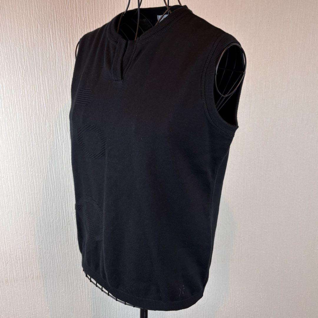 ★KENZO GOLF★M★黒ベスト★左下ロゴ刺繍★綿100%★着やすくカッコ良