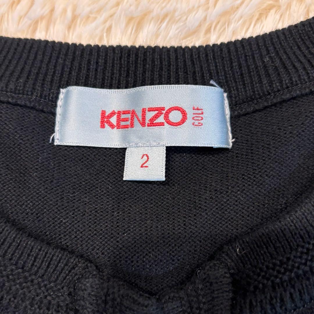 ★KENZO GOLF★M★黒ベスト★左下ロゴ刺繍★綿100%★着やすくカッコ良
