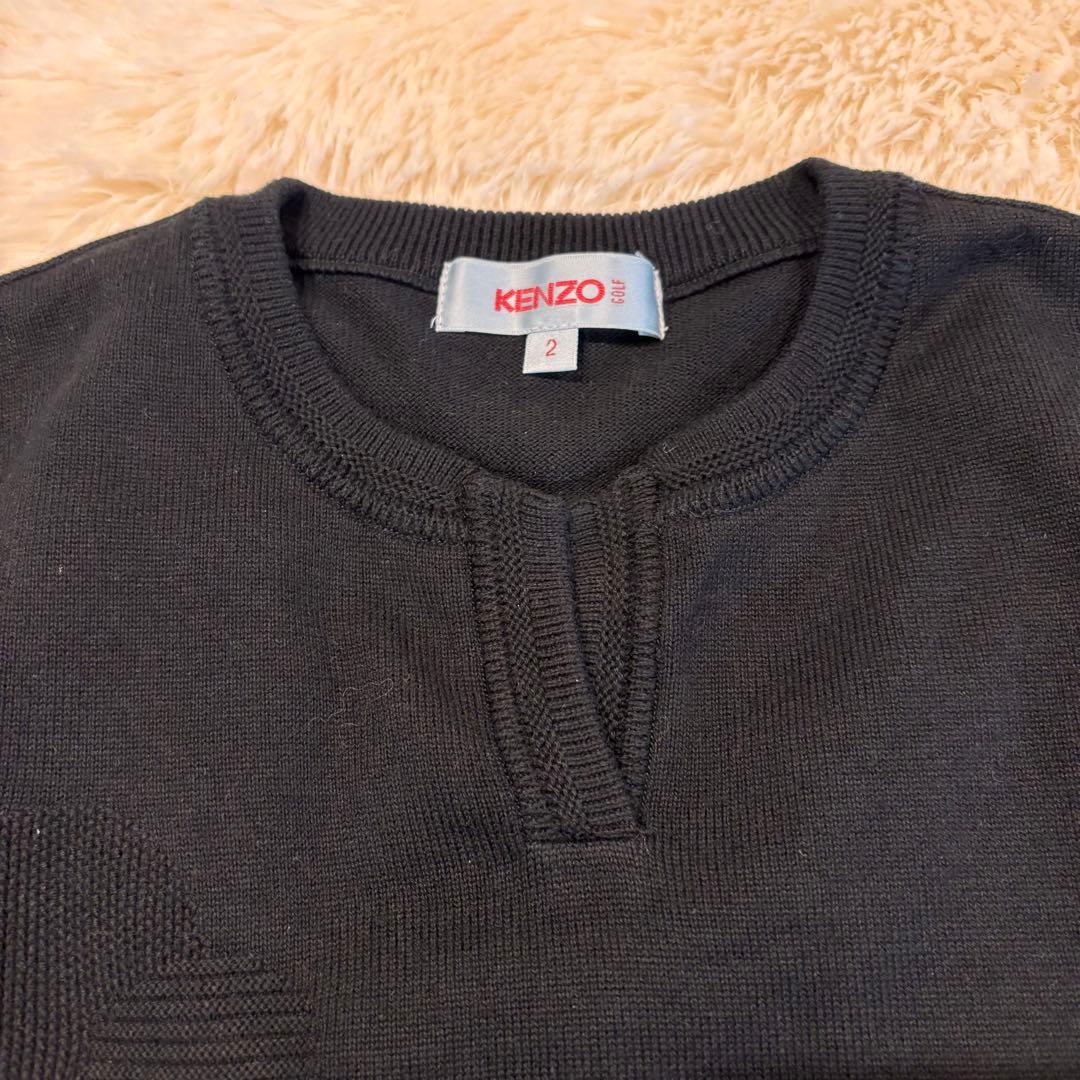 ★KENZO GOLF★M★黒ベスト★左下ロゴ刺繍★綿100%★着やすくカッコ良