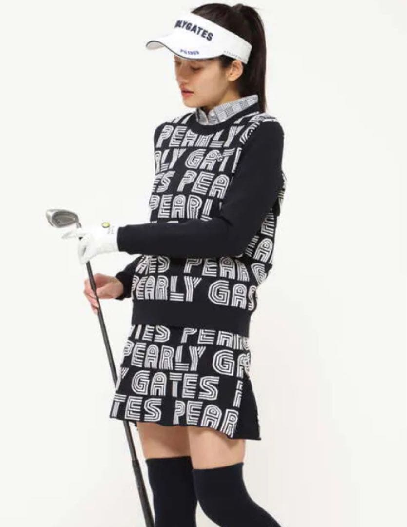パーリーゲイツ　セットアップ　セーター　ニットスカート　ゴルフウェア