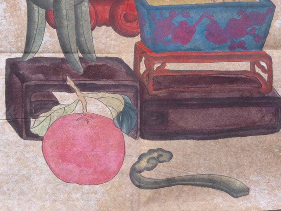 金陵博物院蔵出品　中国　清時代　肉筆水彩絵　唐物骨董品AK1872A12-3