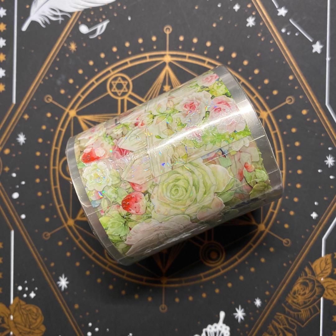 【A】海外　10m巻　貝殻光/ ホログラムマスキングテープ　動物/装飾/お花系