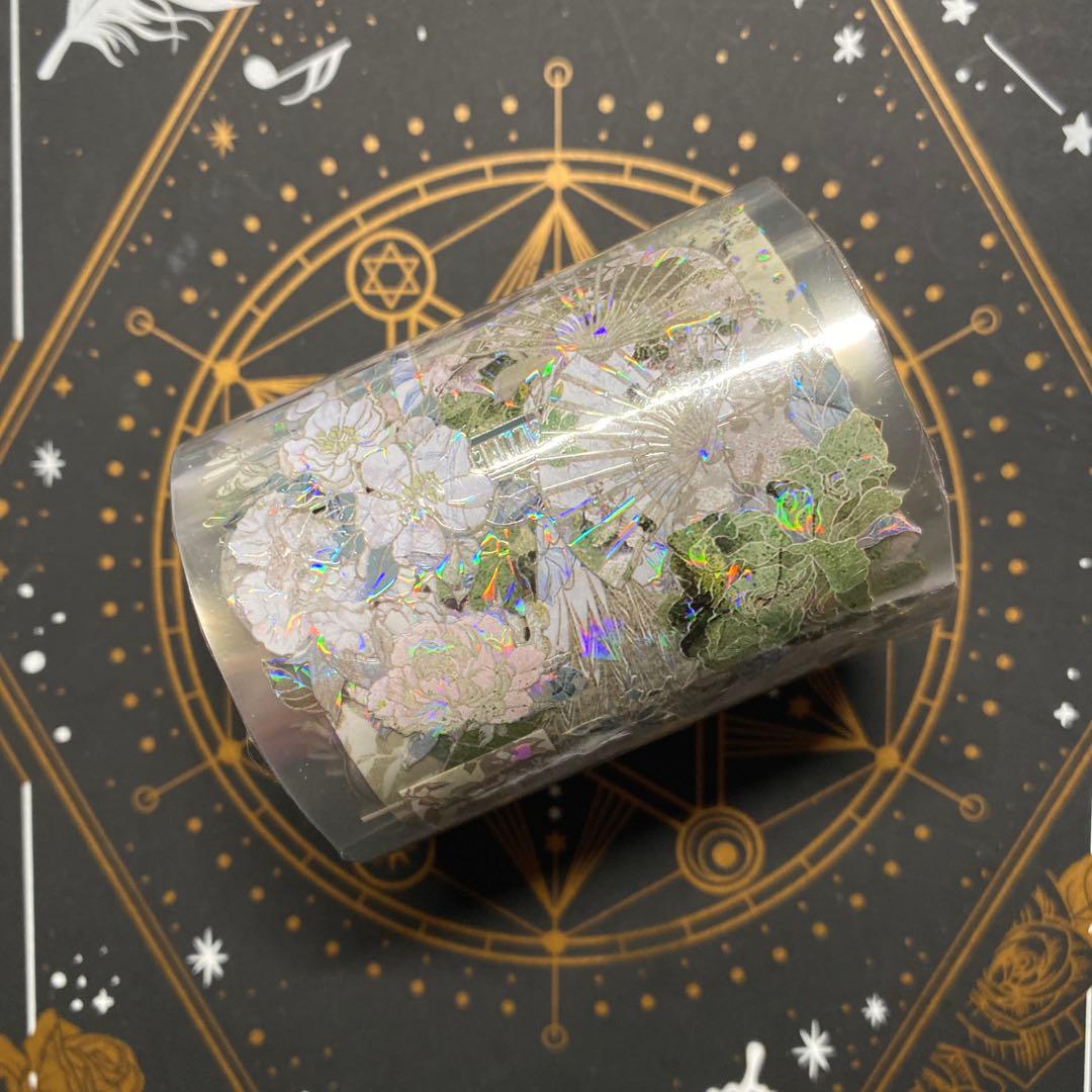 【A】海外　10m巻　貝殻光/ ホログラムマスキングテープ　動物/装飾/お花系