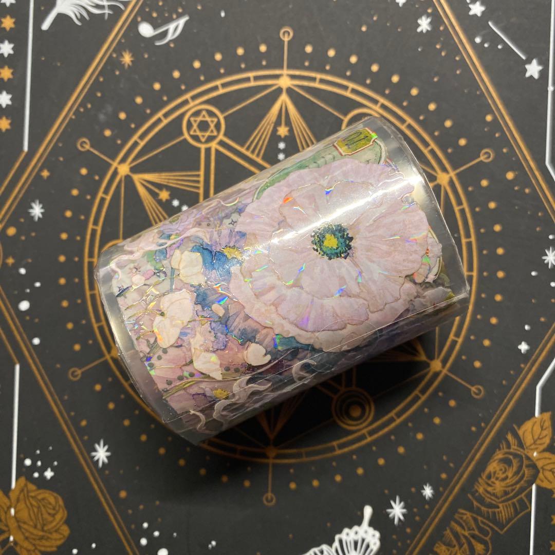 【A】海外　10m巻　貝殻光/ ホログラムマスキングテープ　動物/装飾/お花系