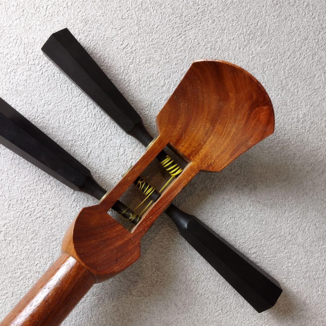 比較的美品　初心者おすすめ　津軽三味線　太棹　正寸　合皮　花梨　胴掛け　糸付属