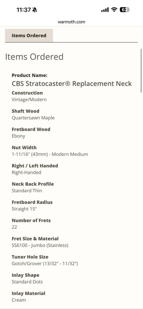 ギター Warmoth Customshop