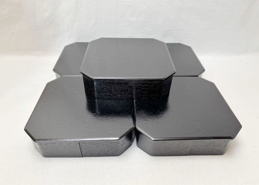 ほぼ未使用 懐石道具 木製柿合塗 5段縁高重 茶懐石 利休好写 天然木 元箱