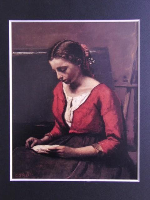 カミーユ・コロー、読書する少女、希少な画集より、状態良好、新品高級額