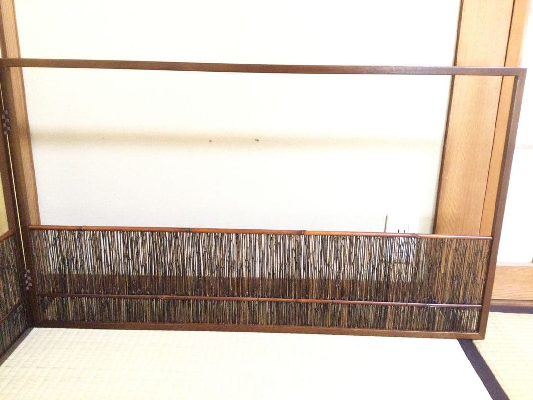 夏用 風炉先屏風 桑縁黒竹簾 杉乃井謹製 茶道具 紙箱付 L173