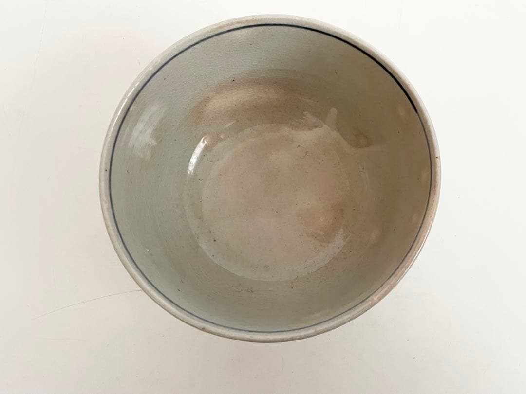 陶芸家　須田青華　須田菁華　上田耕甫画　染付　竹笹文様　茶碗　抹茶碗　箱なし