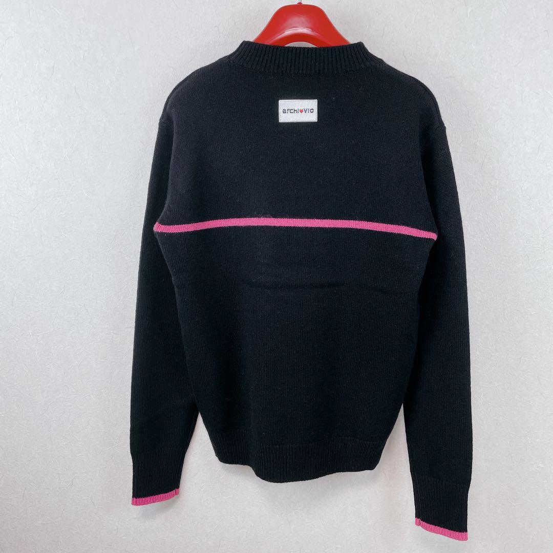 新品未使用24FWarchivio カシミヤキラキラロゴ38号 黒 ×ピンク