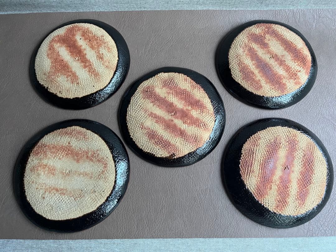 三玄窯 中里重利　天目　皿5枚　5寸皿　銘々皿