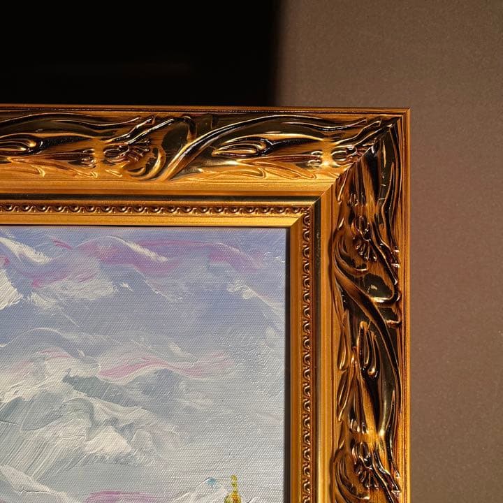 手書き油絵 ひまわり畑（大）額付 絵画 インテリア 油彩画