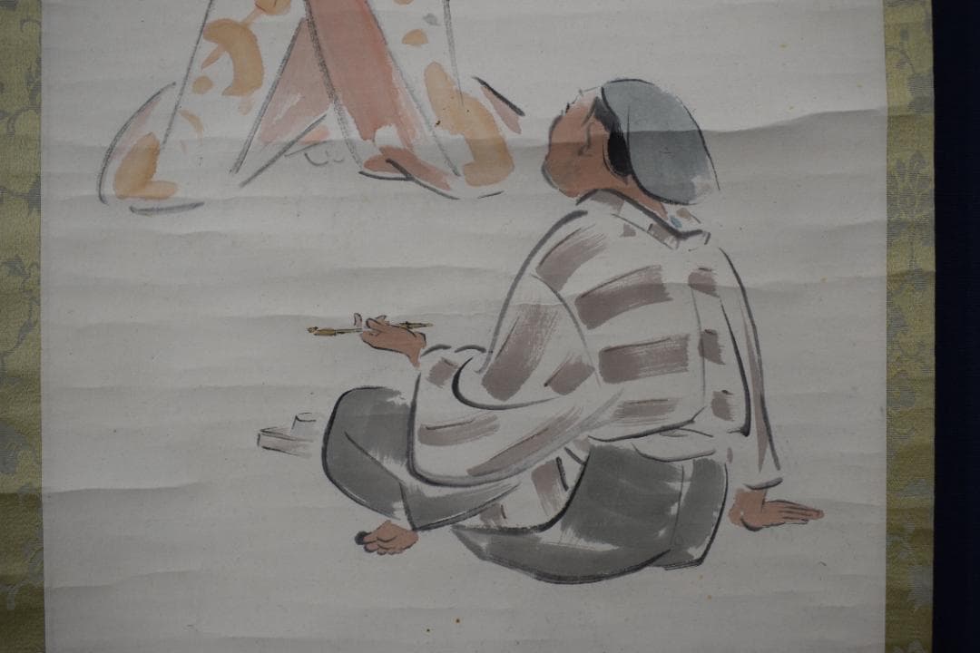 【真作】紺谷光俊/左甚五郎図/人形図/掛軸☆宝船☆Y-882　JM