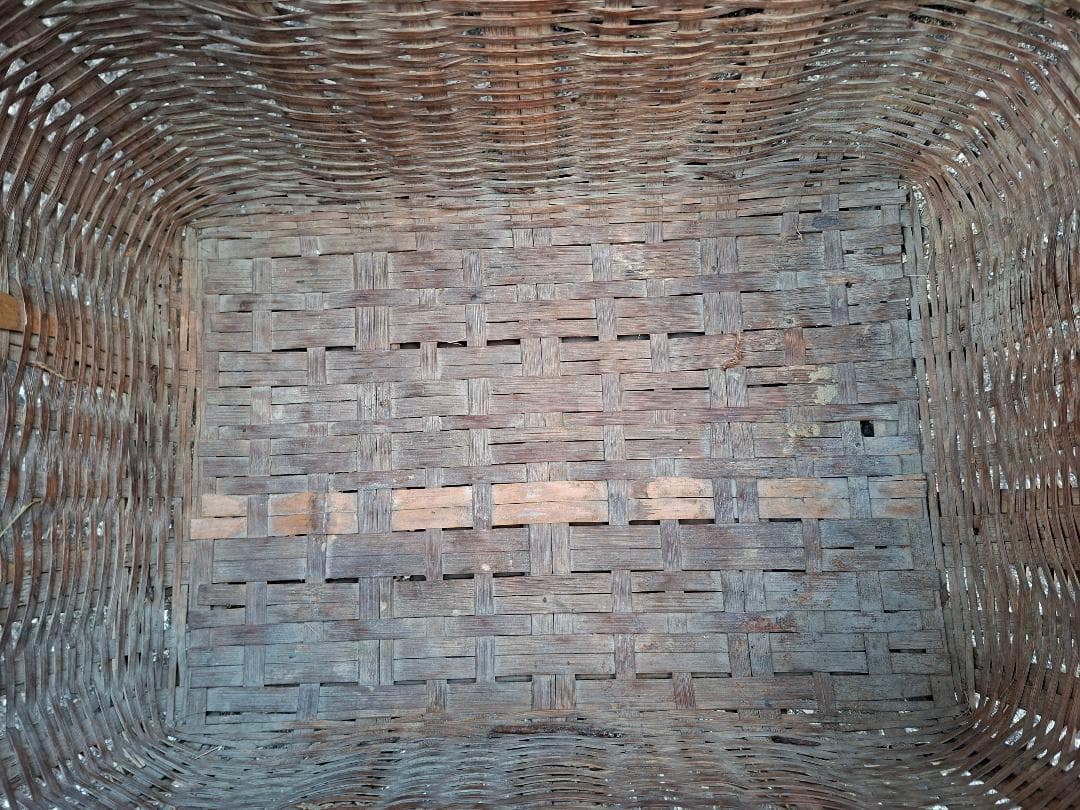 【古道具】大型 竹籠 2個セット 網代編み 天然竹 昭和レトロ アンティーク