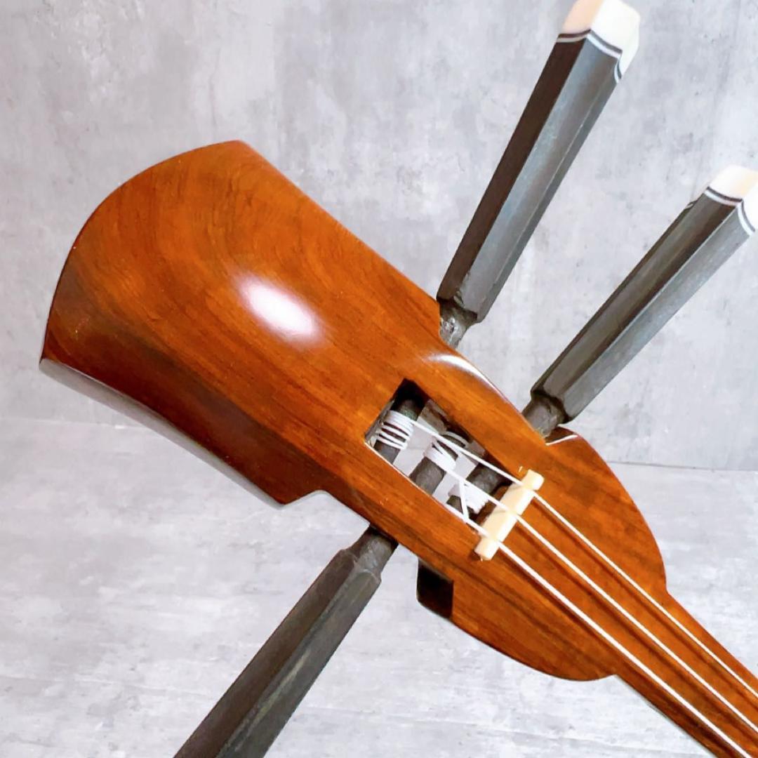 希少! 宮古木工芸　本革三線　一枚貼り　マホガニー　高級素材　保証書付き