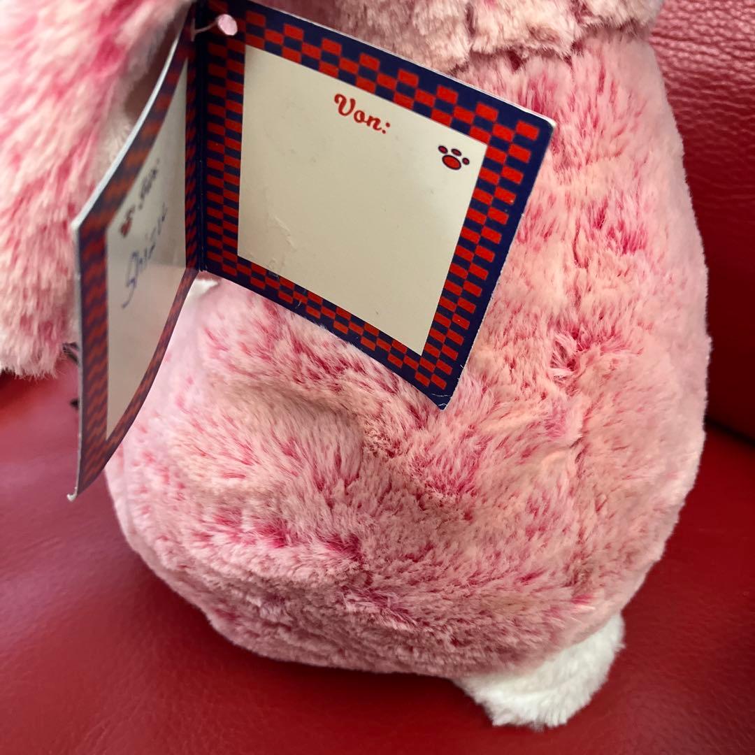 ドイツ製kuschelwuschelピンクウサギぬいぐるみ宝石入れ袋付