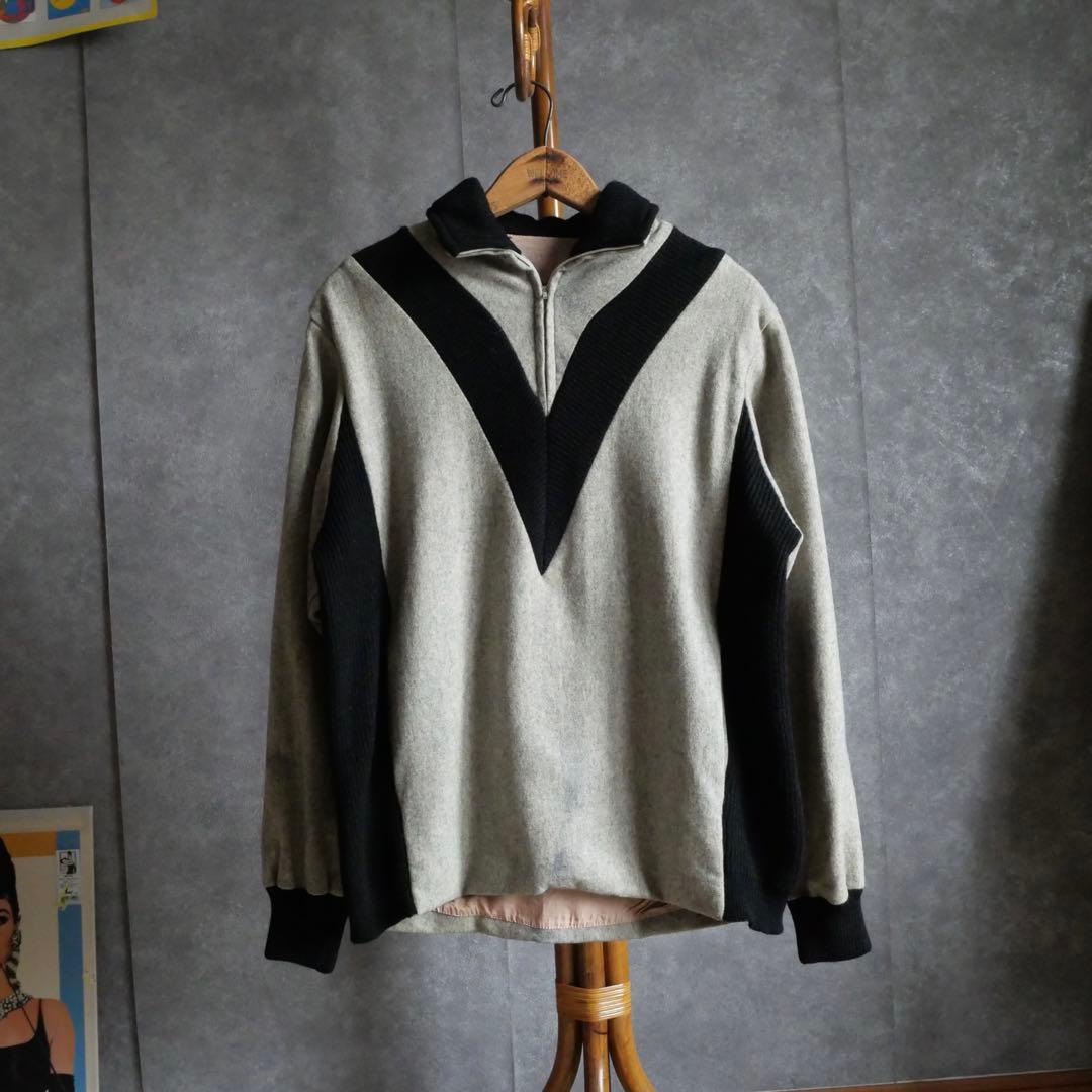 50~60s ユーロ　ウールニット切替　スキー　プルオーバー　vtg