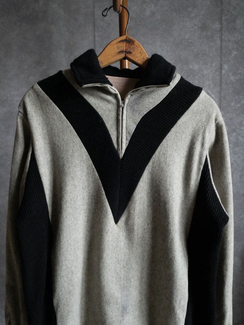 50~60s ユーロ　ウールニット切替　スキー　プルオーバー　vtg