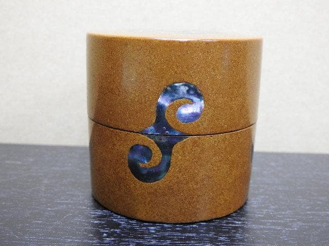 螺鈿蝦夷文棗　大谷歓致　共箱　MA39